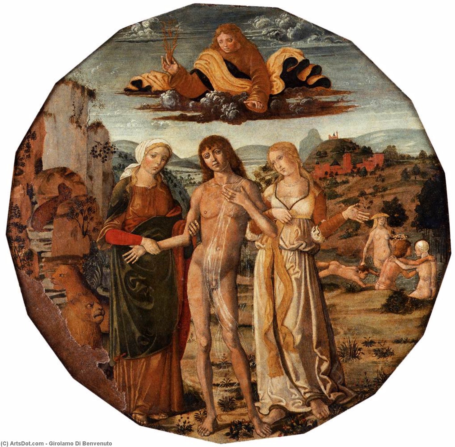 Wikioo.org - The Encyclopedia of Fine Arts - Painting, Artwork by Girolamo Di Benvenuto - Hercules at the Crossroad