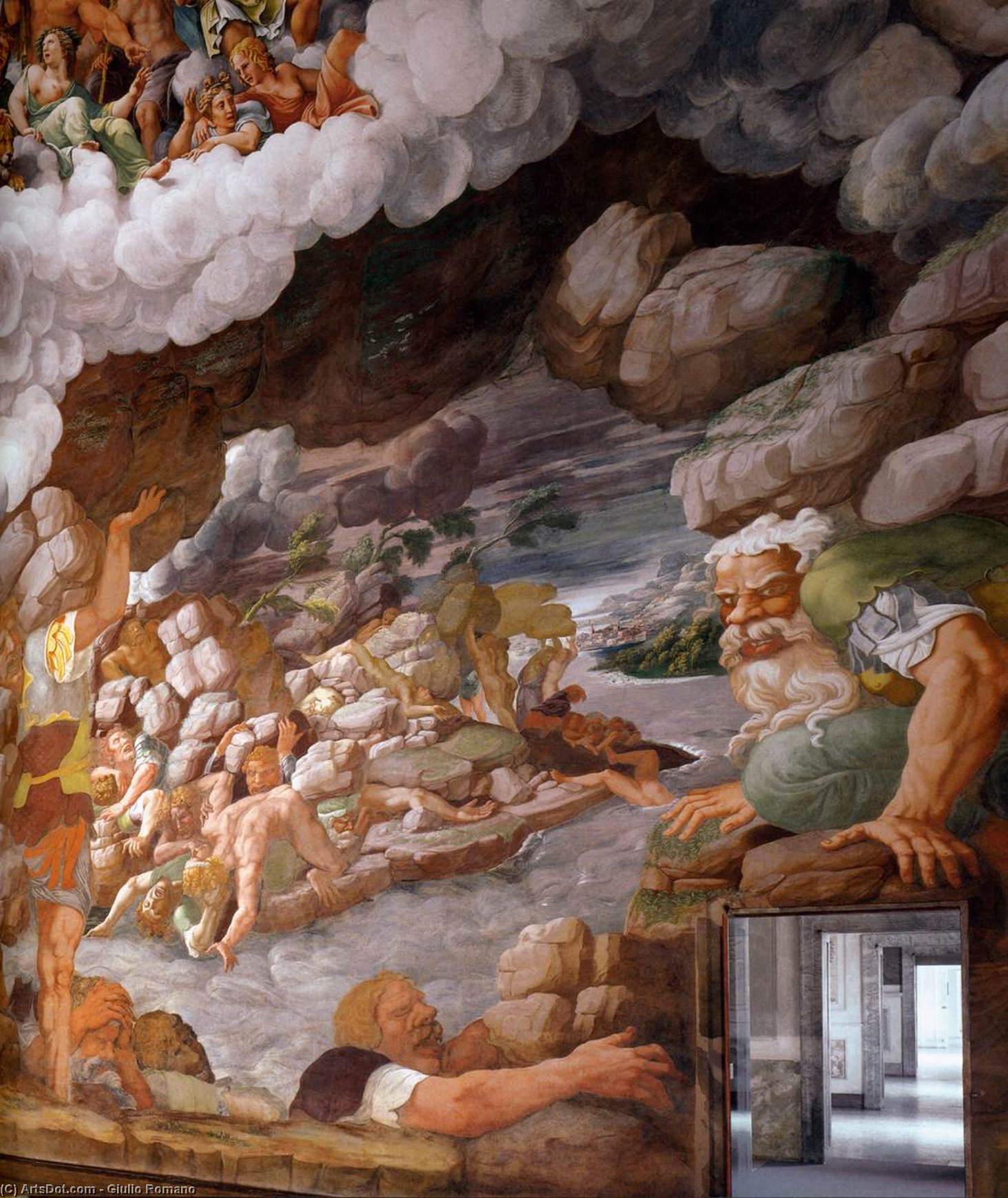 WikiOO.org - دایره المعارف هنرهای زیبا - نقاشی، آثار هنری Giulio Romano - Fresco on the south wall (detail)
