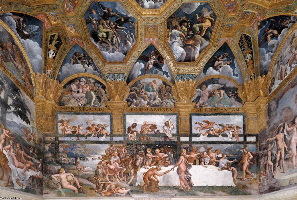 Wikoo.org - موسوعة الفنون الجميلة - اللوحة، العمل الفني Giulio Romano - View of the Sala di Psiche (east wall)