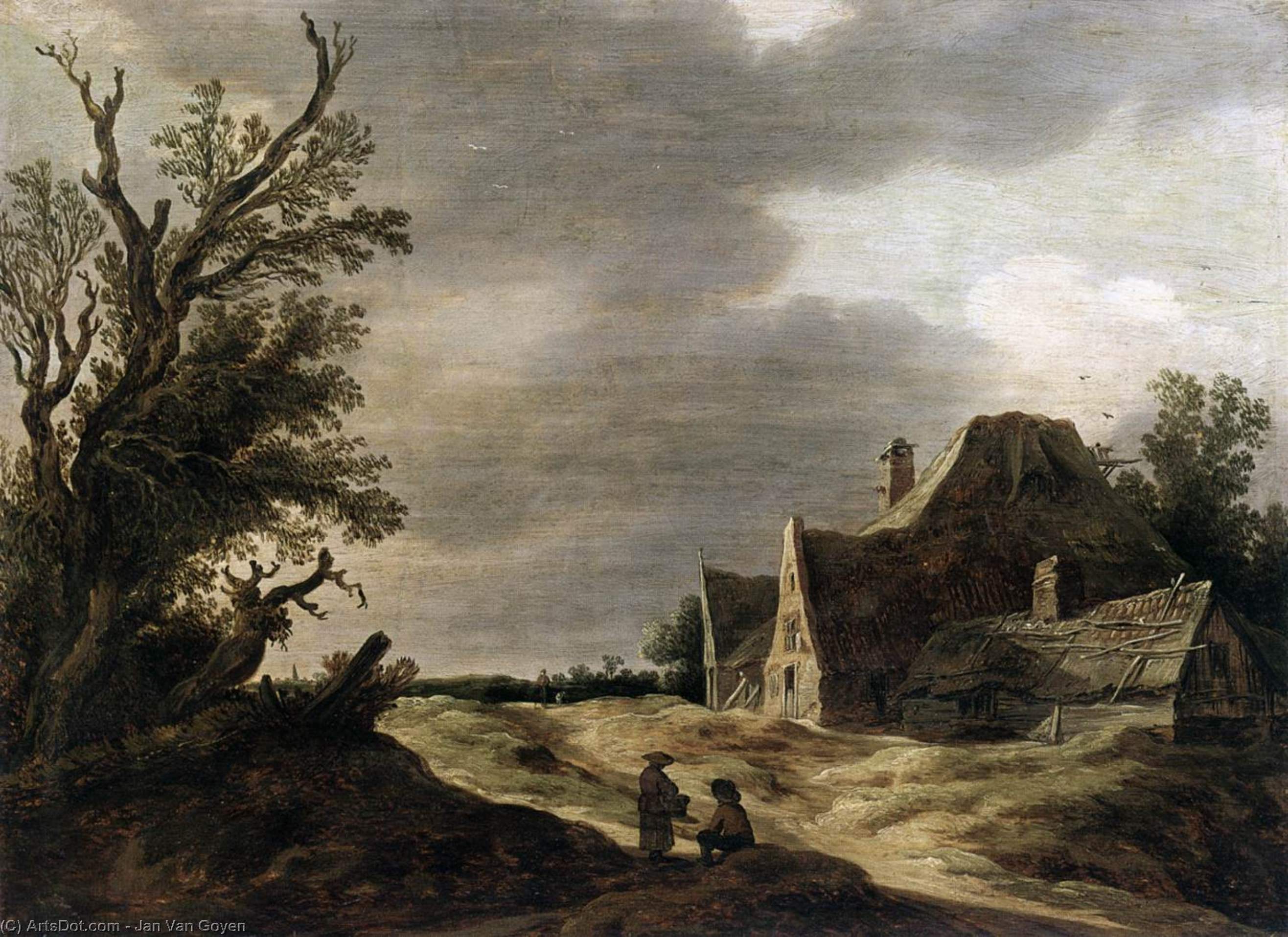 WikiOO.org - Encyclopedia of Fine Arts - Maľba, Artwork Jan Van Goyen - Sandy Road with a Farmhouse