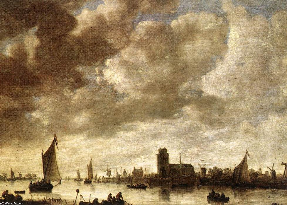 Wikoo.org - موسوعة الفنون الجميلة - اللوحة، العمل الفني Jan Van Goyen - View of the Merwede before Dordrecht