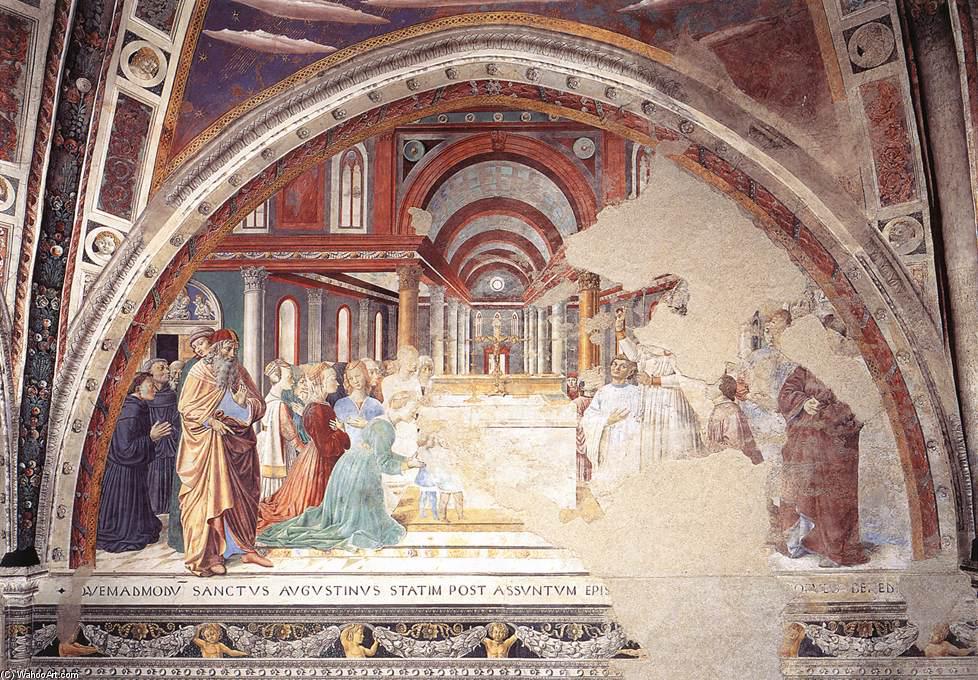 Wikioo.org - The Encyclopedia of Fine Arts - Painting, Artwork by Benozzo Gozzoli - Blessing of the Faithful at Hippo (scene 14, north wall)