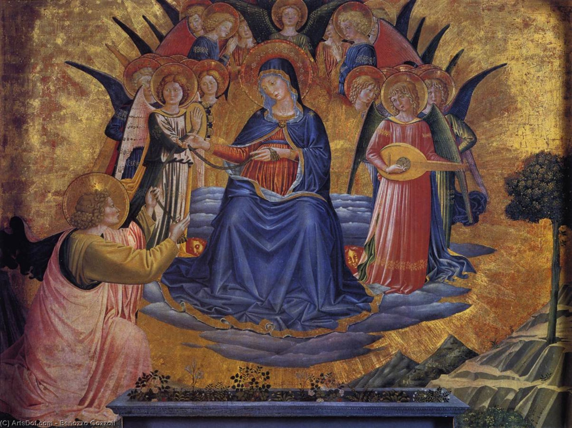 Wikioo.org – La Enciclopedia de las Bellas Artes - Pintura, Obras de arte de Benozzo Gozzoli - Virgen della cintola ( detalle )