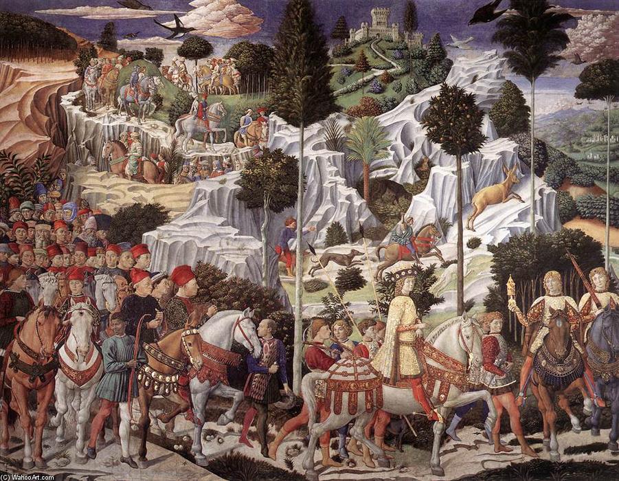 Wikioo.org - Bách khoa toàn thư về mỹ thuật - Vẽ tranh, Tác phẩm nghệ thuật Benozzo Gozzoli - Procession of the Youngest King (east wall)