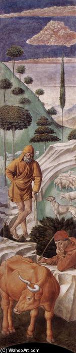 Wikioo.org - Bách khoa toàn thư về mỹ thuật - Vẽ tranh, Tác phẩm nghệ thuật Benozzo Gozzoli - The Vigil of the Shepherds (left wall of the apse)