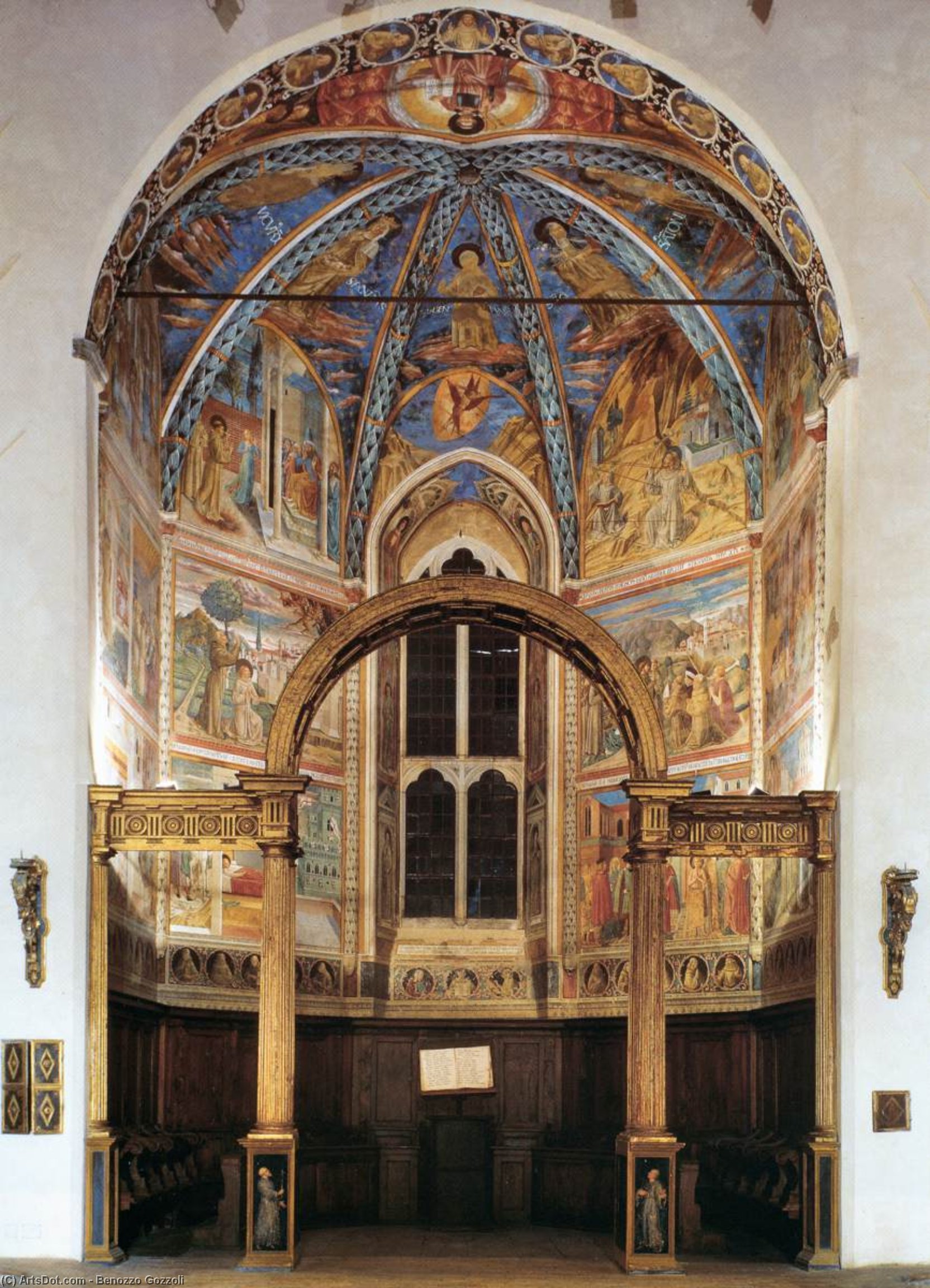 Wikioo.org - The Encyclopedia of Fine Arts - Painting, Artwork by Benozzo Gozzoli - View of the main apsidal chapel