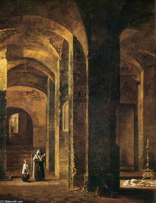 WikiOO.org - Encyclopedia of Fine Arts - Maleri, Artwork François Marius Granet - Crypt of San Martino ai Monti, Rome (detail)