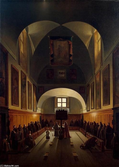 Wikioo.org - The Encyclopedia of Fine Arts - Painting, Artwork by François Marius Granet - Interior of the Choir in the Capuchin Church on the Plazza Barberini in Rome