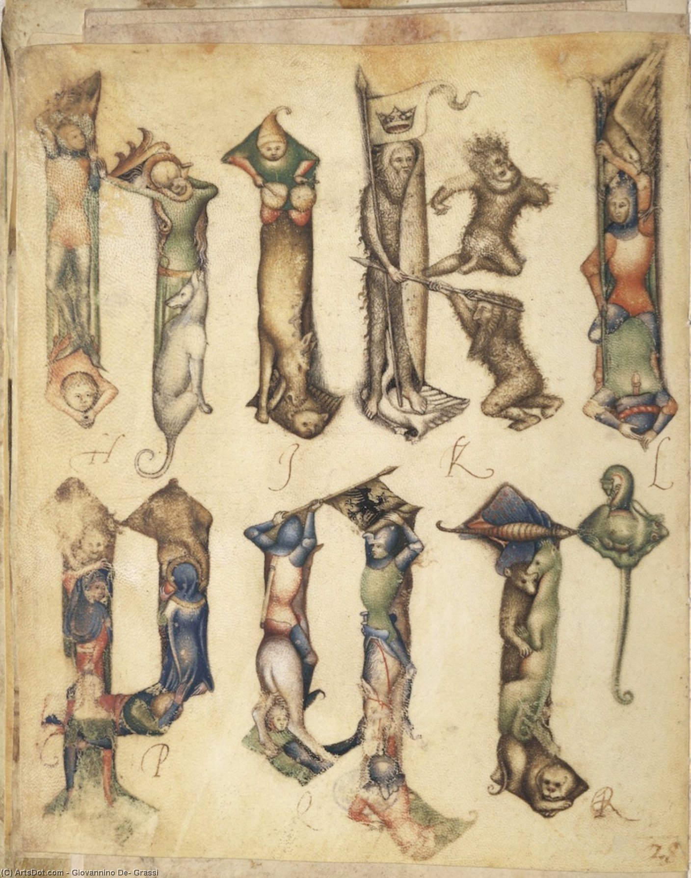 Wikioo.org – L'Enciclopedia delle Belle Arti - Pittura, Opere di Giovannino De' Grassi - gotico lettere  da  Un  modello  libro