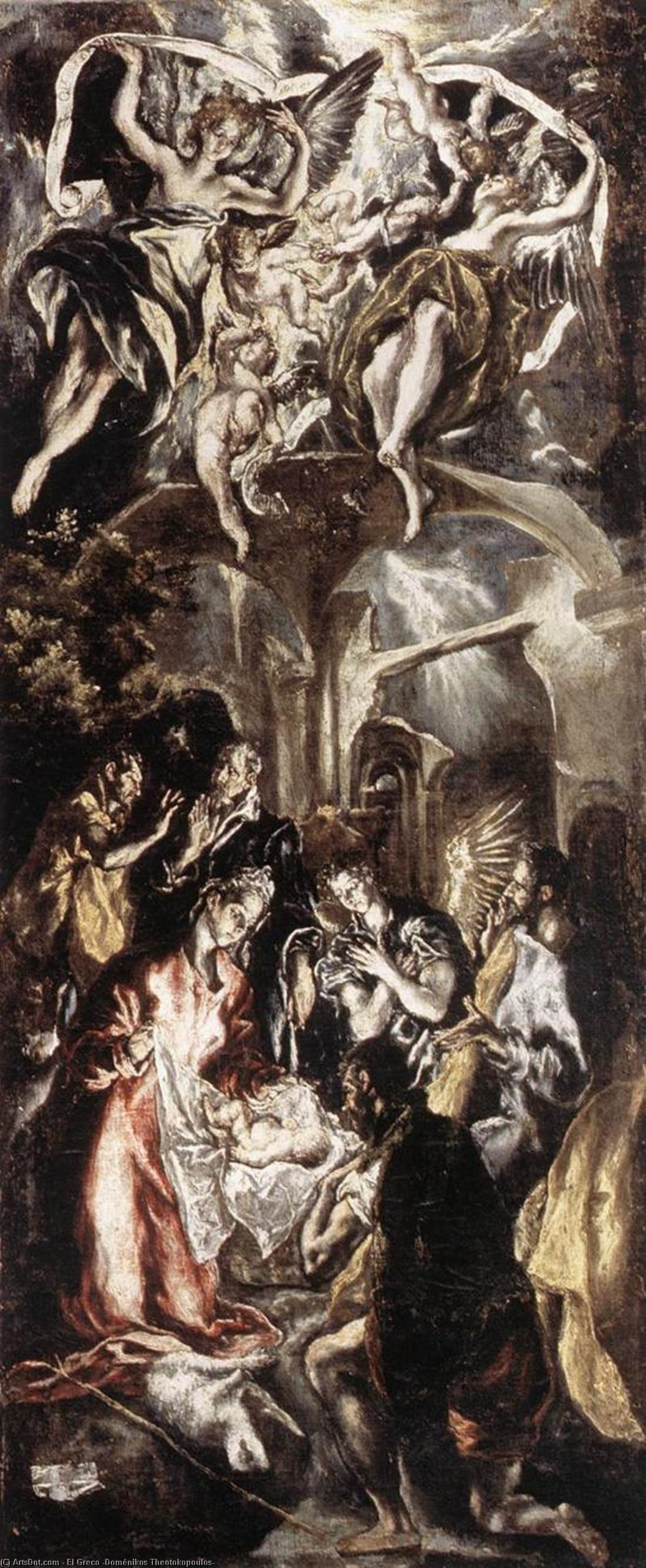 Wikioo.org - The Encyclopedia of Fine Arts - Painting, Artwork by El Greco (Doménikos Theotokopoulos) - Adoration of the Shepherds
