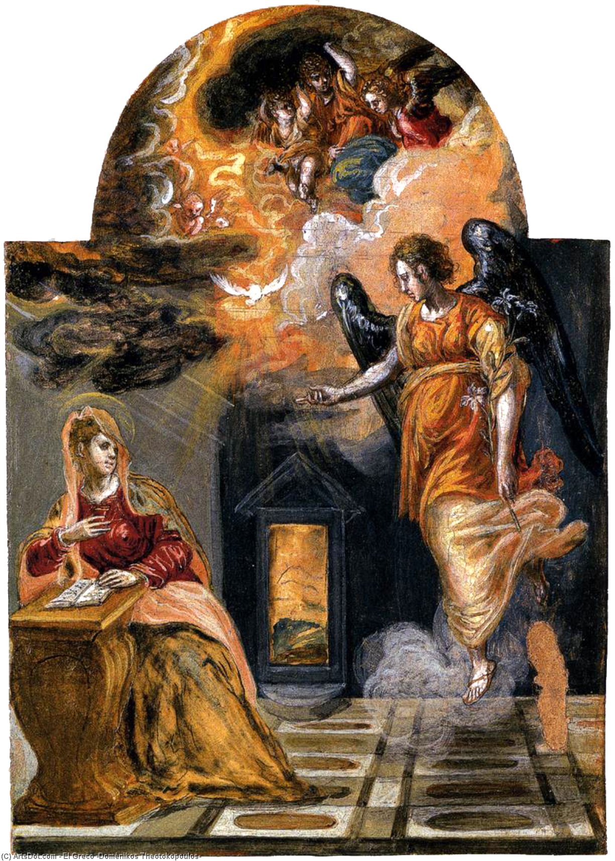 WikiOO.org - Энциклопедия изобразительного искусства - Живопись, Картины  El Greco (Doménikos Theotokopoulos) - Благовещение