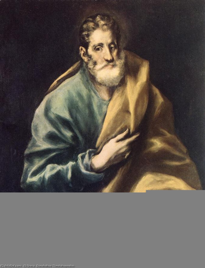 WikiOO.org - Encyclopedia of Fine Arts - Lukisan, Artwork El Greco (Doménikos Theotokopoulos) - Apostle St Peter