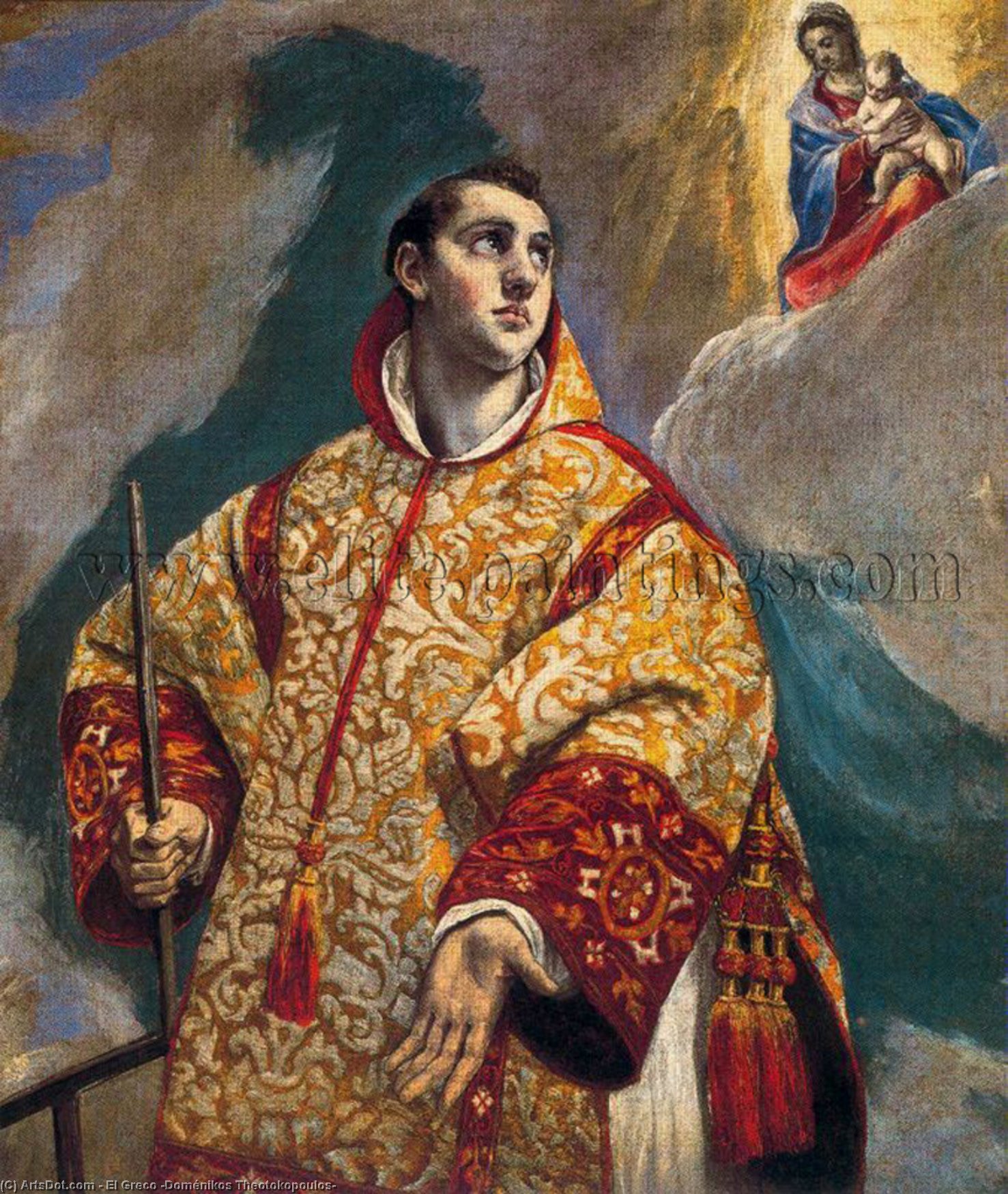 Wikioo.org – La Enciclopedia de las Bellas Artes - Pintura, Obras de arte de El Greco (Doménikos Theotokopoulos) - Aparición de la Virgen a San Lorenzo