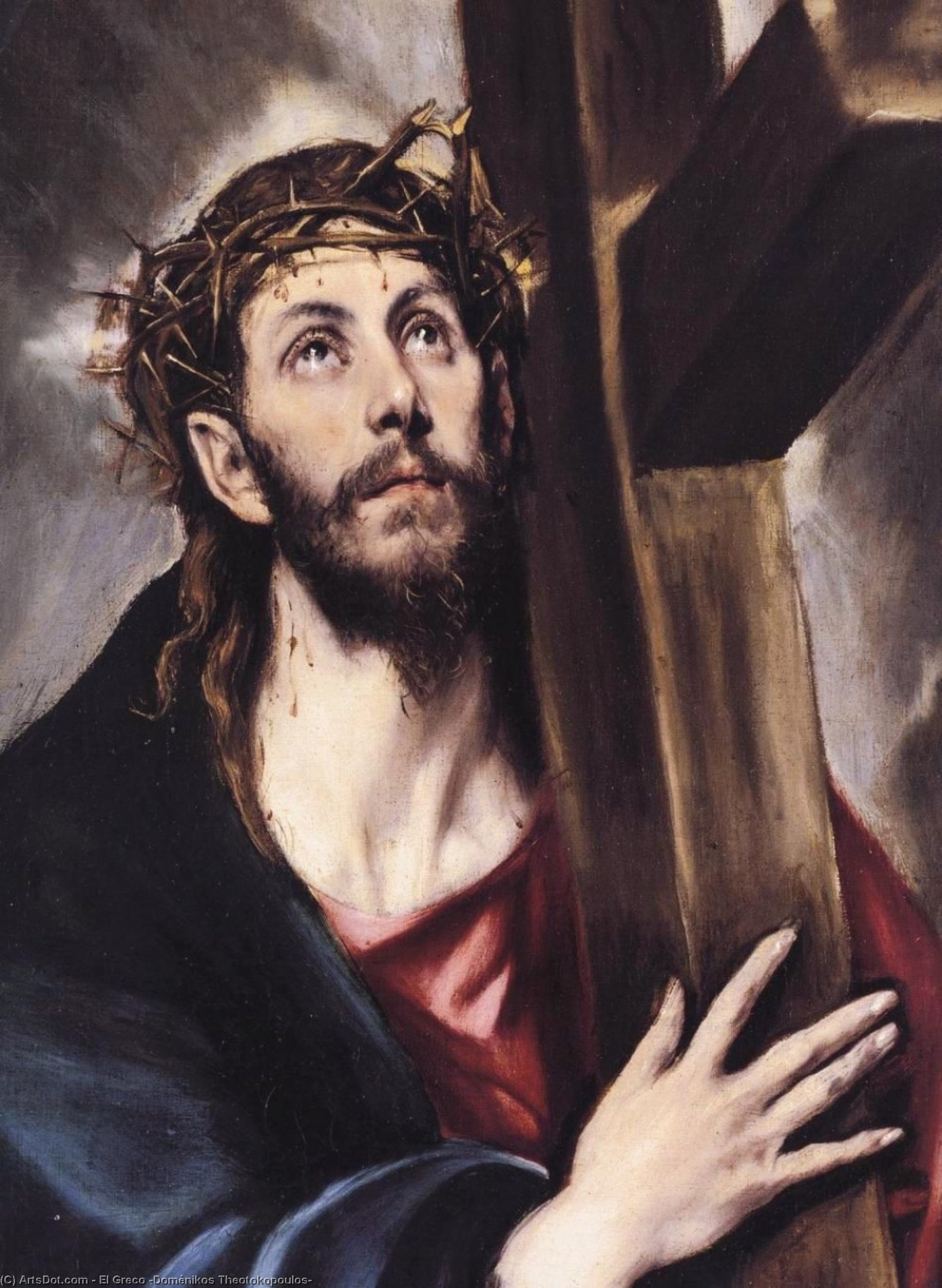 WikiOO.org - 百科事典 - 絵画、アートワーク El Greco (Doménikos Theotokopoulos) - 十字架を担うキリスト 詳細