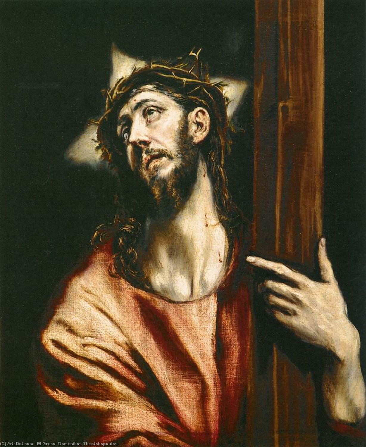 WikiOO.org - 백과 사전 - 회화, 삽화 El Greco (Doménikos Theotokopoulos) - Christ Holding the Cross