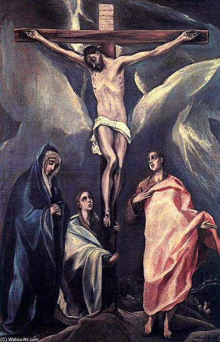 Wikioo.org - The Encyclopedia of Fine Arts - Painting, Artwork by El Greco (Doménikos Theotokopoulos) - Christ on the Cross with the Two Maries and St John