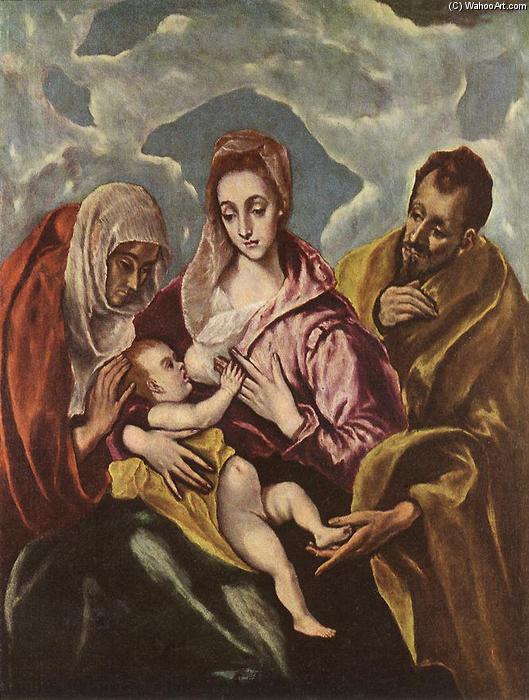 WikiOO.org - Энциклопедия изобразительного искусства - Живопись, Картины  El Greco (Doménikos Theotokopoulos) - Святое Семейство с  Улица  Энн