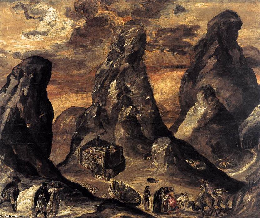 WikiOO.org - Enciklopedija dailės - Tapyba, meno kuriniai El Greco (Doménikos Theotokopoulos) - Mount Sinai