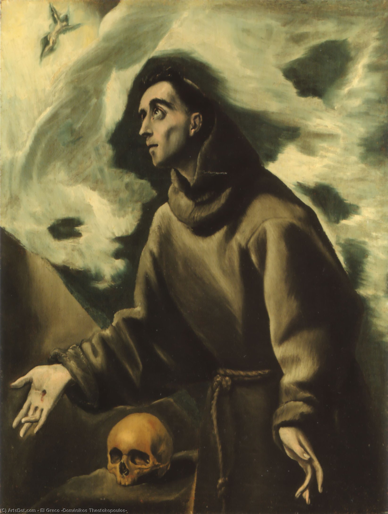 Wikioo.org - The Encyclopedia of Fine Arts - Painting, Artwork by El Greco (Doménikos Theotokopoulos) - Saint Francis Receiving the Stigmata