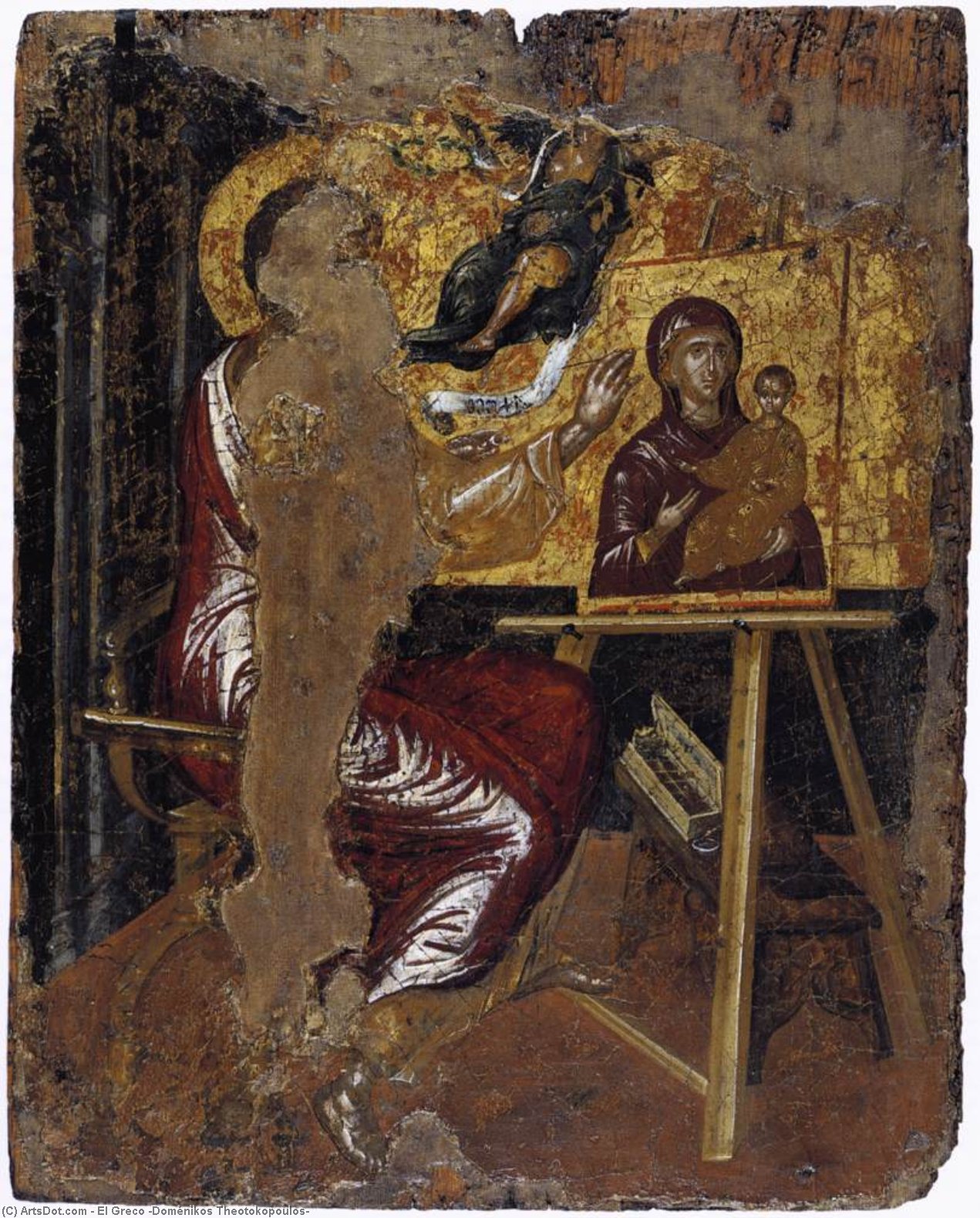 Wikioo.org – La Enciclopedia de las Bellas Artes - Pintura, Obras de arte de El Greco (Doménikos Theotokopoulos) - san lucas pintando la virgen y el niño
