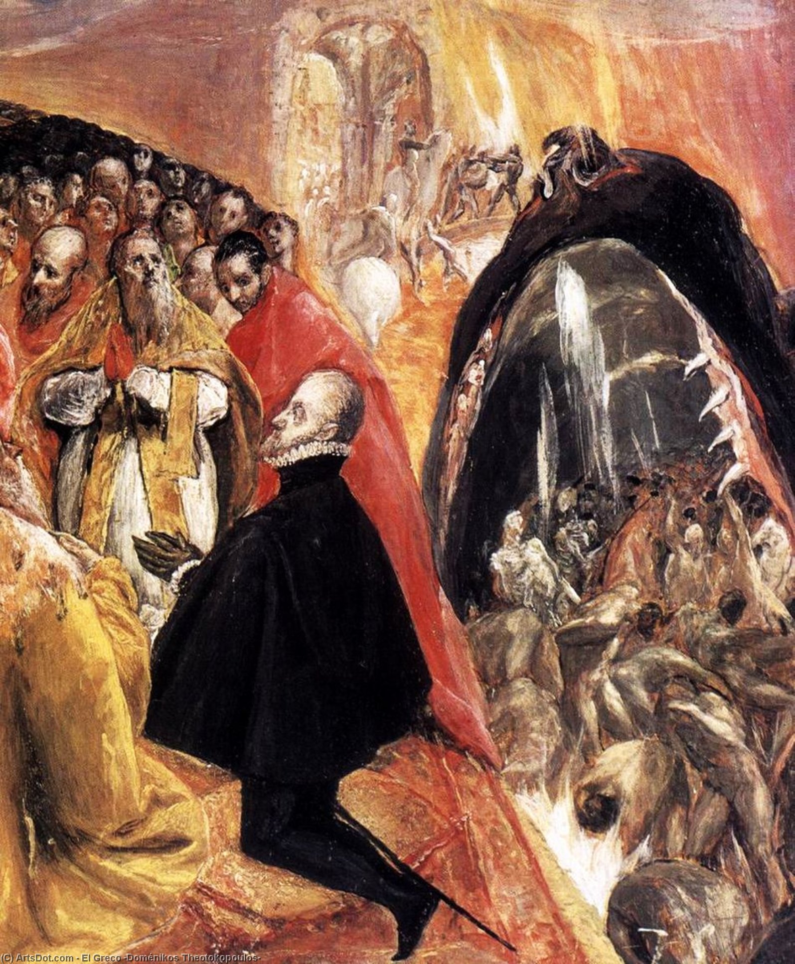 Wikioo.org – La Enciclopedia de las Bellas Artes - Pintura, Obras de arte de El Greco (Doménikos Theotokopoulos) - el adoración de nombre de Jesús Detalle