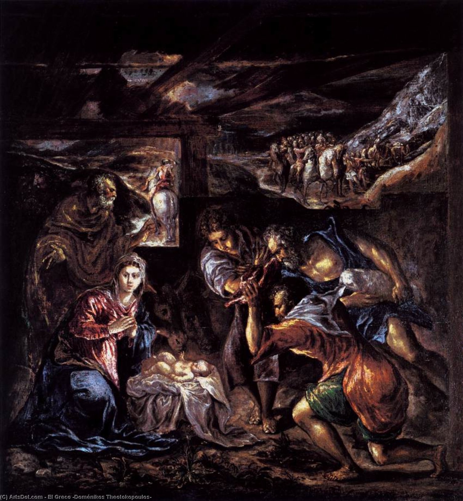 WikiOO.org - دایره المعارف هنرهای زیبا - نقاشی، آثار هنری El Greco (Doménikos Theotokopoulos) - The Adoration of the Shepherds