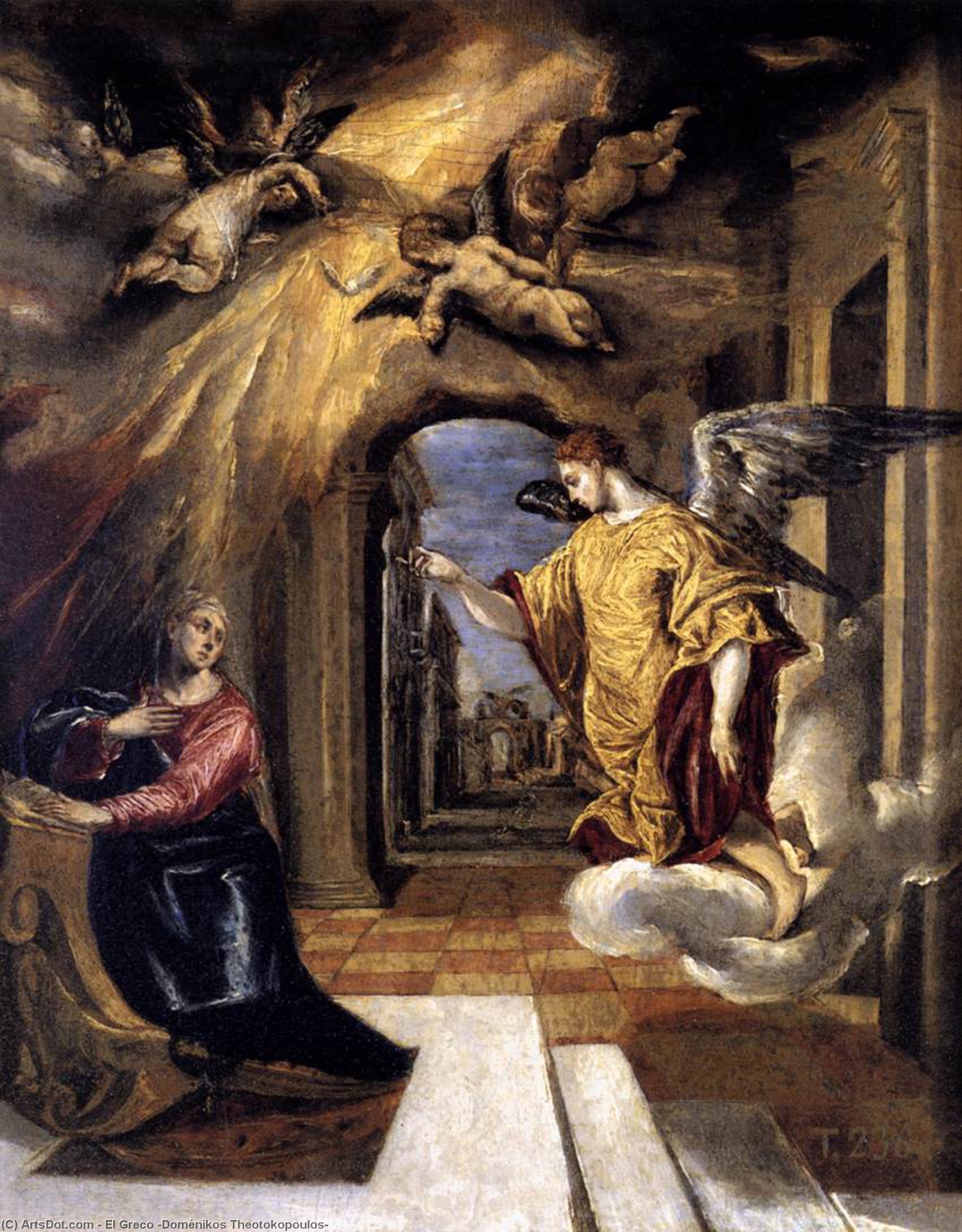 WikiOO.org - Encyclopedia of Fine Arts - Maľba, Artwork El Greco (Doménikos Theotokopoulos) - The Annunciation