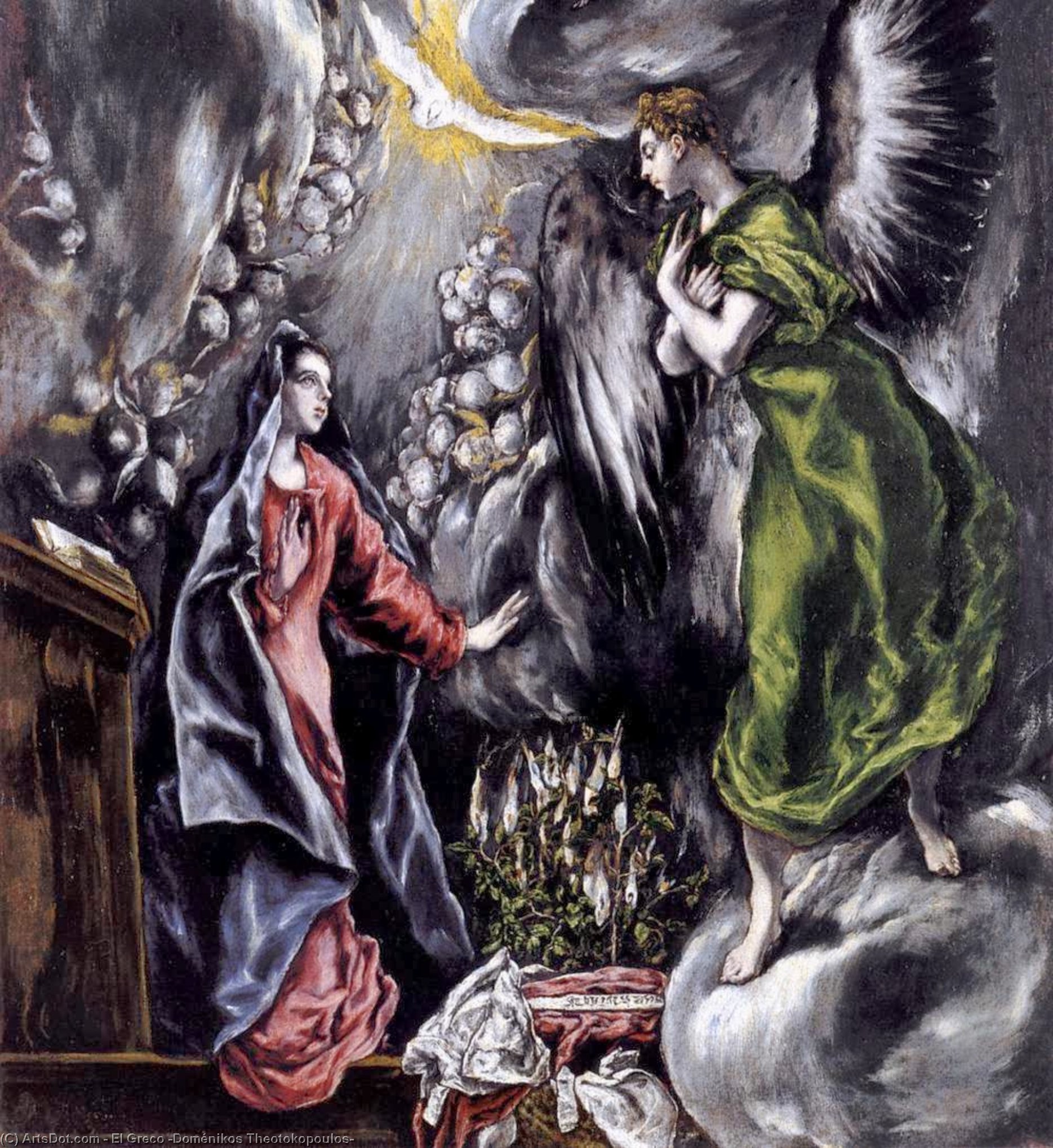 WikiOO.org - Enciclopedia of Fine Arts - Pictura, lucrări de artă El Greco (Doménikos Theotokopoulos) - The Annunciation (detail)