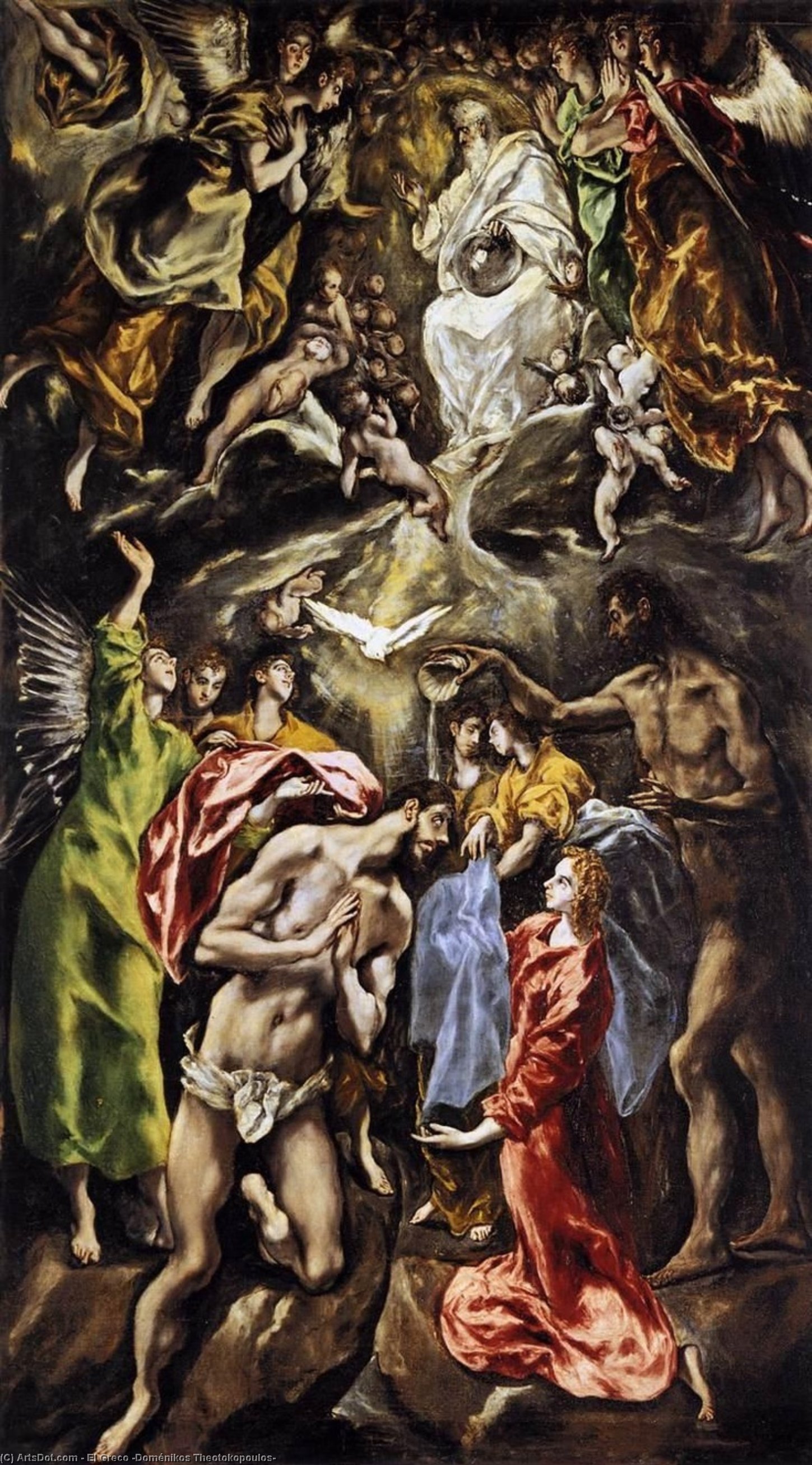 Wikioo.org - The Encyclopedia of Fine Arts - Painting, Artwork by El Greco (Doménikos Theotokopoulos) - The Baptism of Christ