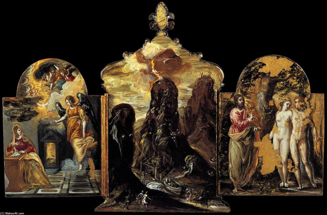 Wikioo.org – La Enciclopedia de las Bellas Artes - Pintura, Obras de arte de El Greco (Doménikos Theotokopoulos) - el Módena  tríptico  puertatrasera  paneles