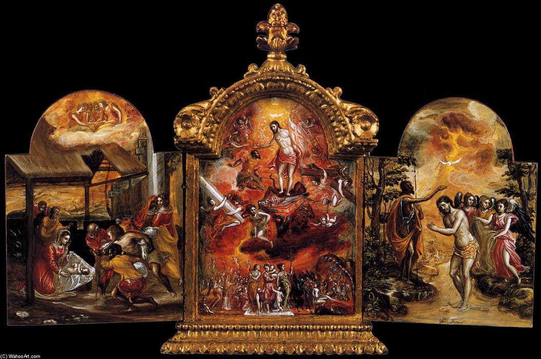 Wikioo.org – L'Enciclopedia delle Belle Arti - Pittura, Opere di El Greco (Doménikos Theotokopoulos) - il modena trittico  frontale  pannelli