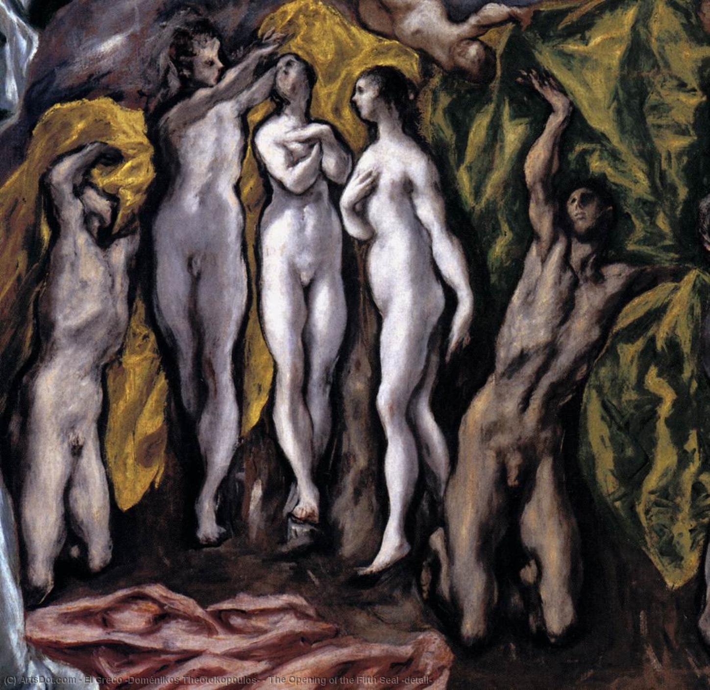 Wikioo.org – L'Enciclopedia delle Belle Arti - Pittura, Opere di El Greco (Doménikos Theotokopoulos) - L apertura di  dopodomani  quinto  sigillo  particolare