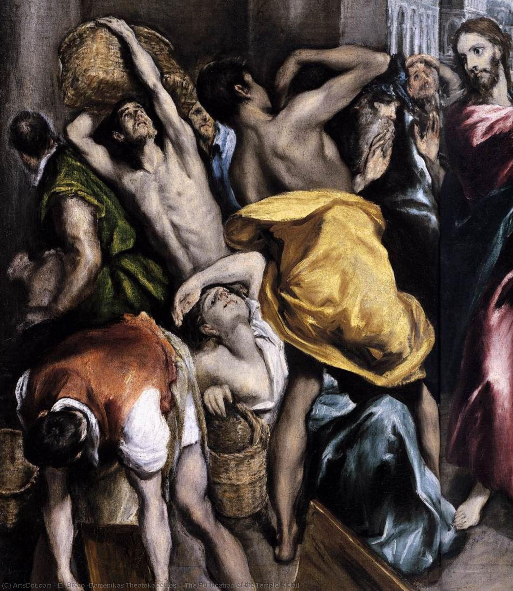 Wikioo.org – La Enciclopedia de las Bellas Artes - Pintura, Obras de arte de El Greco (Doménikos Theotokopoulos) - la purificación todaclasede  el  Templo  Detalle