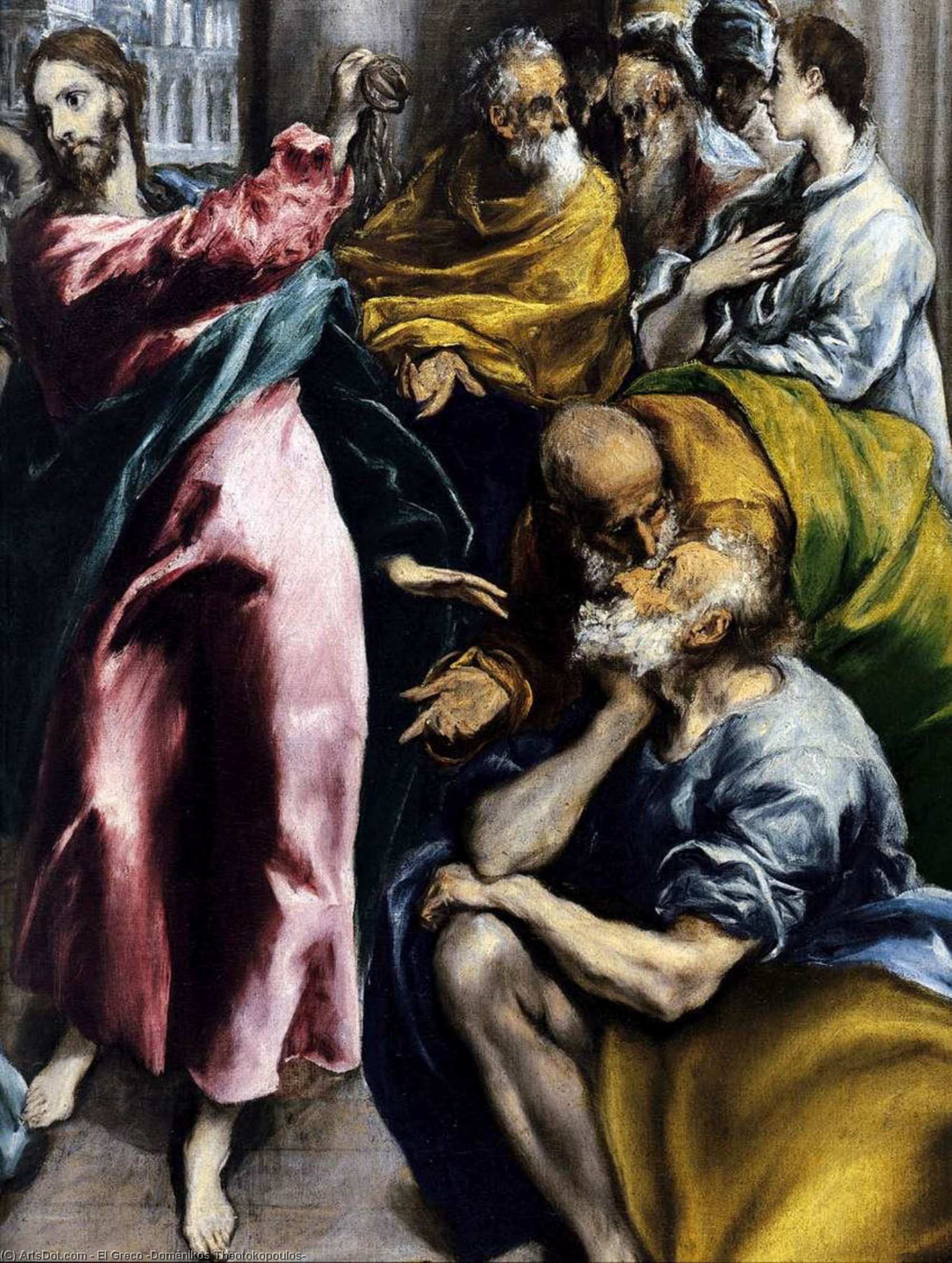 Wikioo.org – L'Enciclopedia delle Belle Arti - Pittura, Opere di El Greco (Doménikos Theotokopoulos) - la purificazione di  Antartico  Tempio  particolare