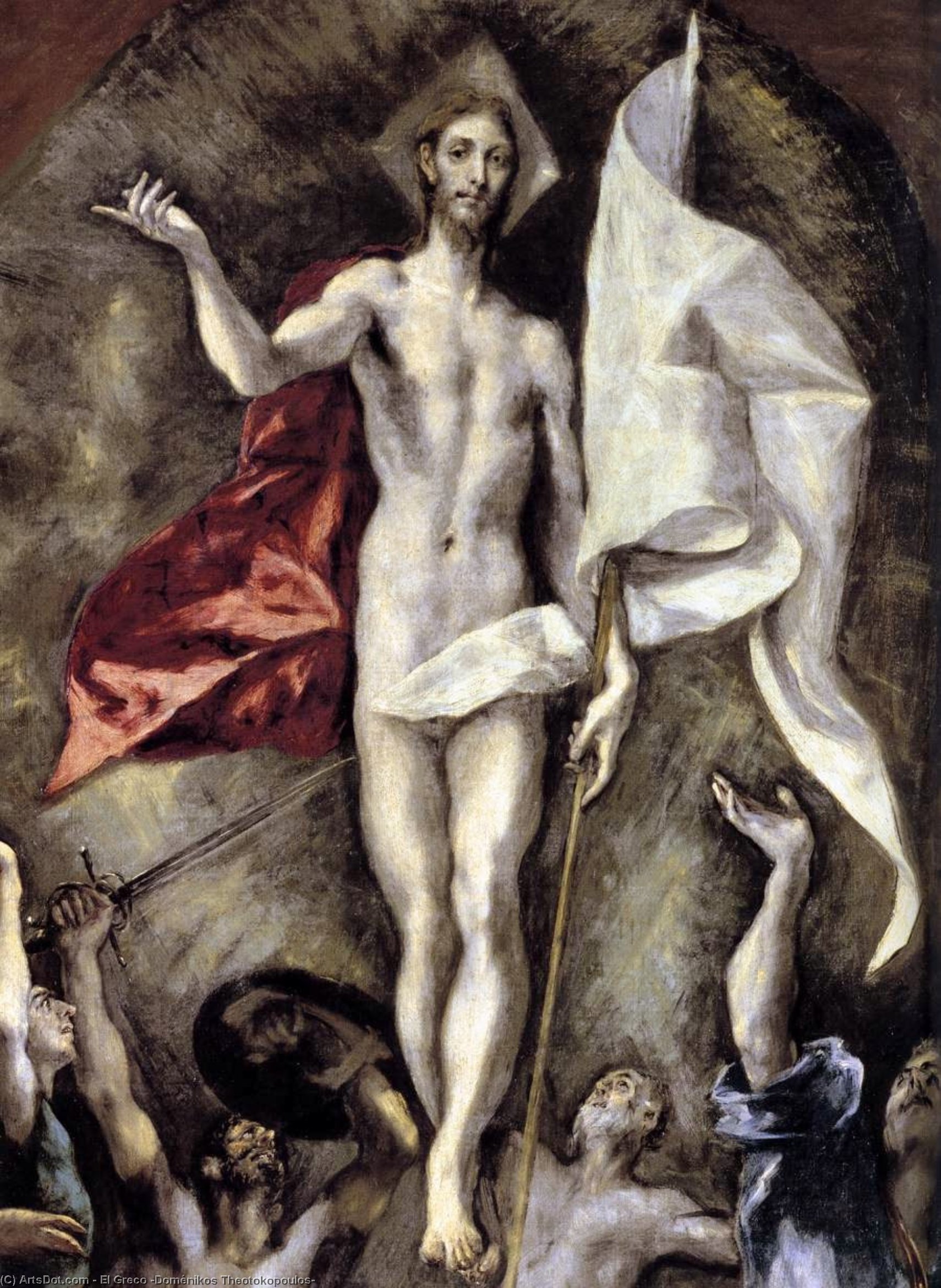 WikiOO.org - Encyclopedia of Fine Arts - Maalaus, taideteos El Greco (Doménikos Theotokopoulos) - The Resurrection (detail)