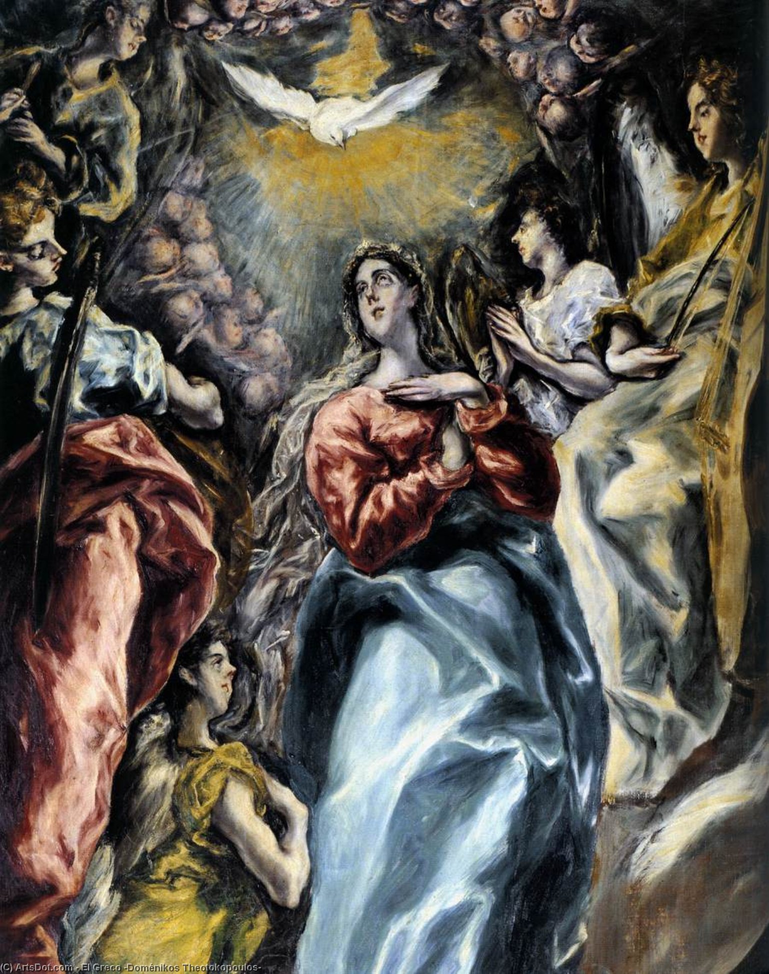 Wikioo.org - Die Enzyklopädie bildender Kunst - Malerei, Kunstwerk von El Greco (Doménikos Theotokopoulos) - die Jungfrau von  der  unbefleckt  konzeption  Ausschnitt