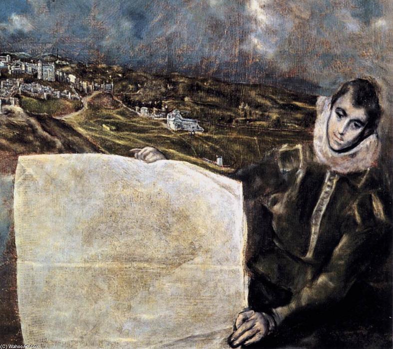 WikiOO.org - Encyclopedia of Fine Arts - Malba, Artwork El Greco (Doménikos Theotokopoulos) - View and Plan of Toledo (detail)