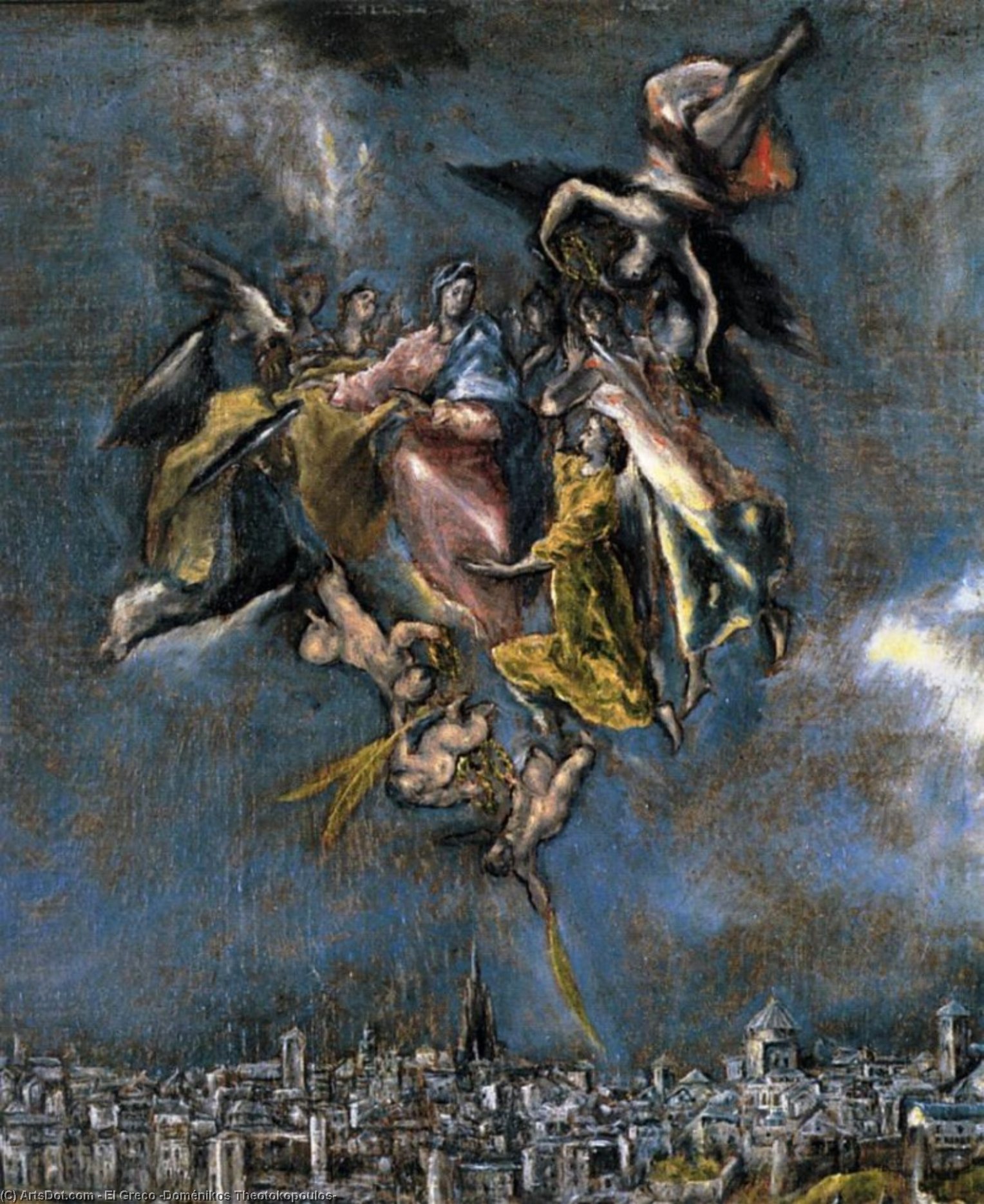 WikiOO.org - Энциклопедия изобразительного искусства - Живопись, Картины  El Greco (Doménikos Theotokopoulos) - вид и план  самого  Толедо  Подробность