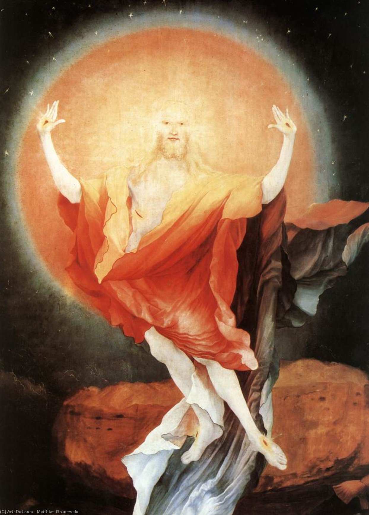 WikiOO.org - دایره المعارف هنرهای زیبا - نقاشی، آثار هنری Matthias Grünewald - The Resurrection (detail)