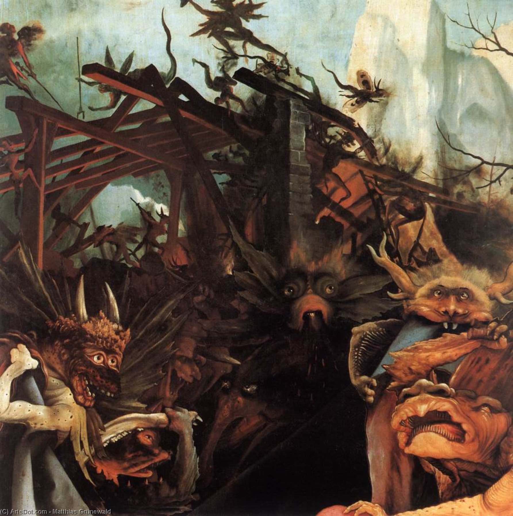 WikiOO.org - Encyclopedia of Fine Arts - Maľba, Artwork Matthias Grünewald - The Temptation of St Anthony (detail)
