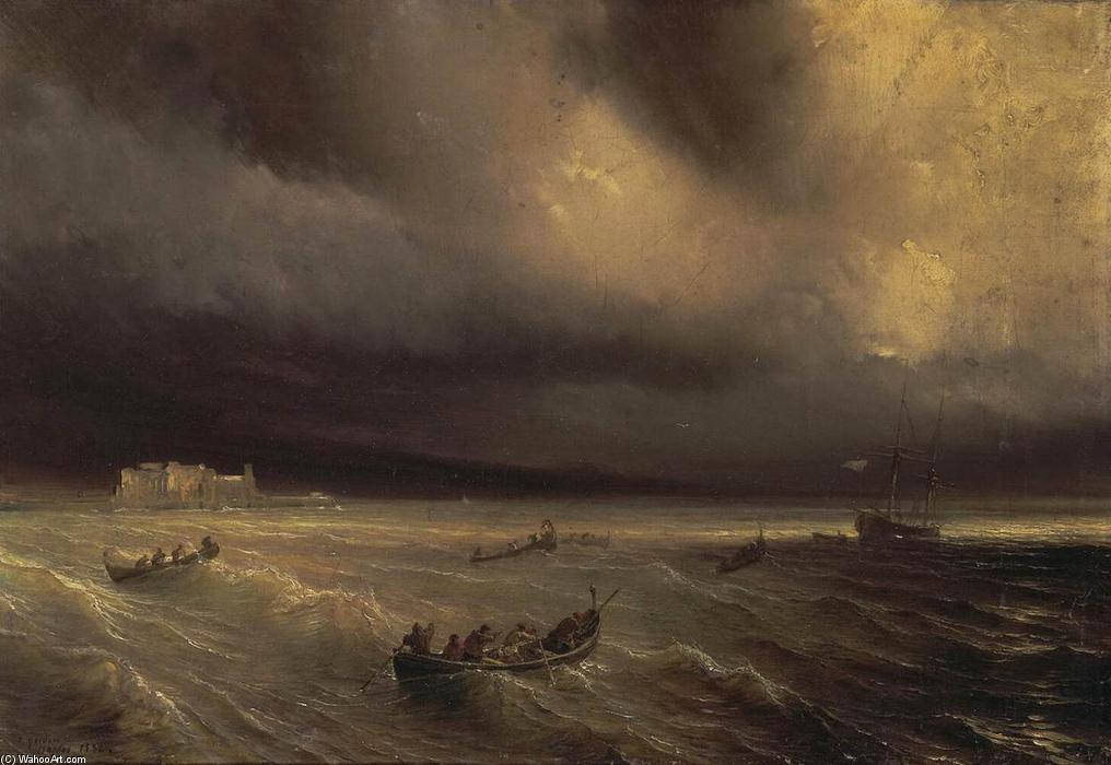 Wikioo.org - The Encyclopedia of Fine Arts - Painting, Artwork by Jean Antoine Théodore De Gudin - Storm in the Sea
