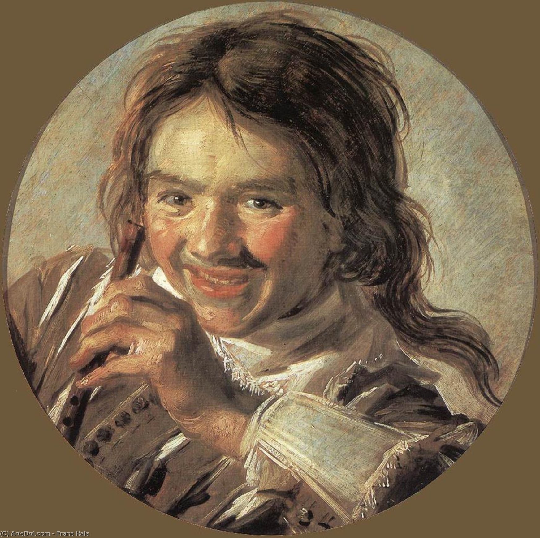 Wikoo.org - موسوعة الفنون الجميلة - اللوحة، العمل الفني Frans Hals - Boy holding a Flute (Hearing)