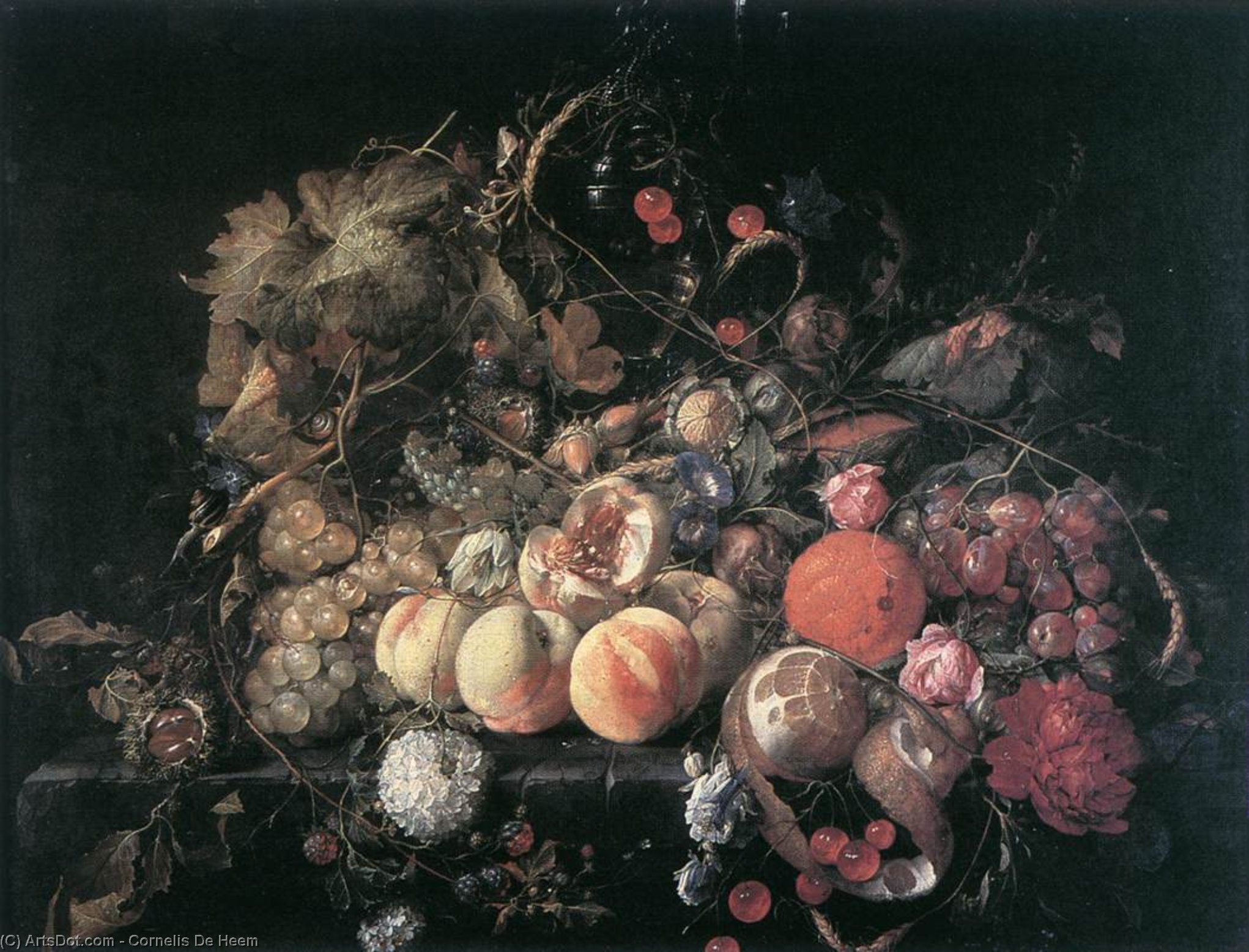 Wikioo.org - Die Enzyklopädie bildender Kunst - Malerei, Kunstwerk von Cornelis De Heem - stillleben mit blumen und früchte
