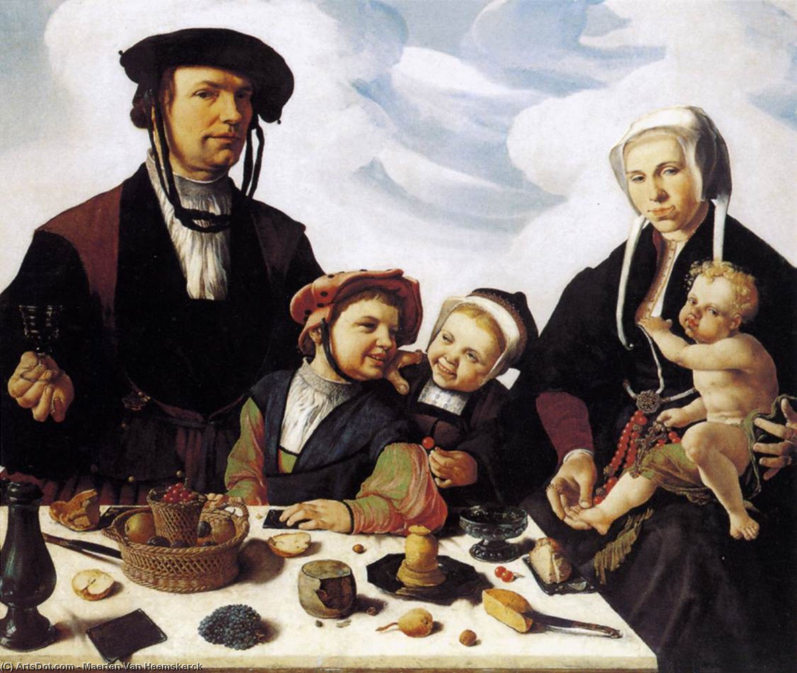 Wikioo.org – La Enciclopedia de las Bellas Artes - Pintura, Obras de arte de Maarten Van Heemskerck - familia retrato
