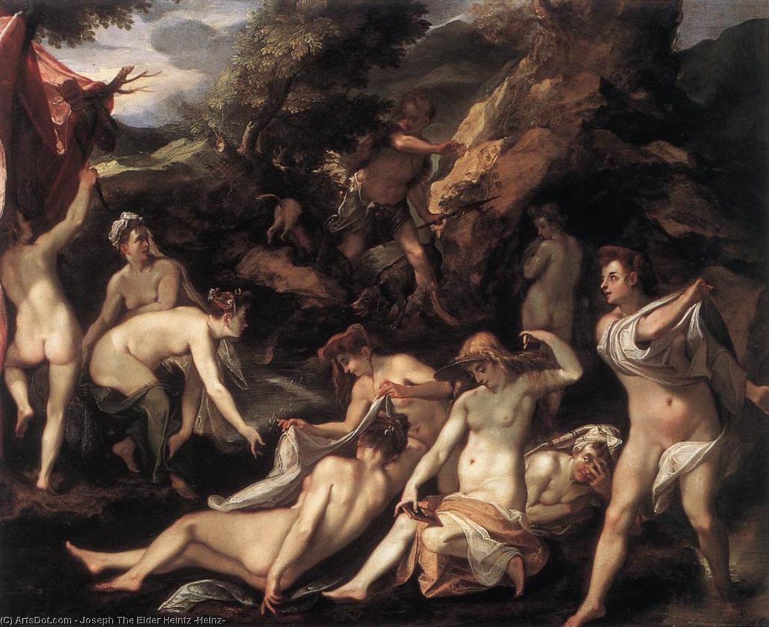 Wikioo.org - The Encyclopedia of Fine Arts - Painting, Artwork by Joseph The Elder Heintz (Heinz) - Diana and Actaeon