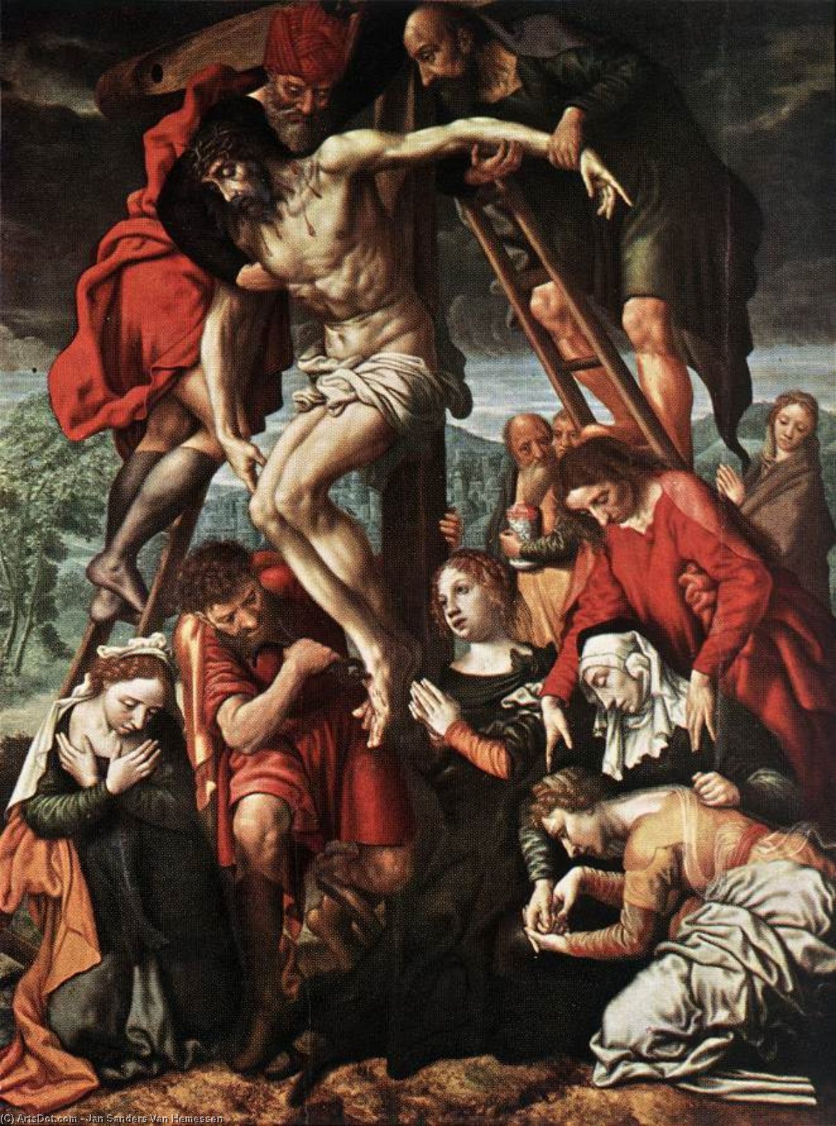 Wikioo.org - The Encyclopedia of Fine Arts - Painting, Artwork by Jan Sanders Van Hemessen - The Descent from the Cross