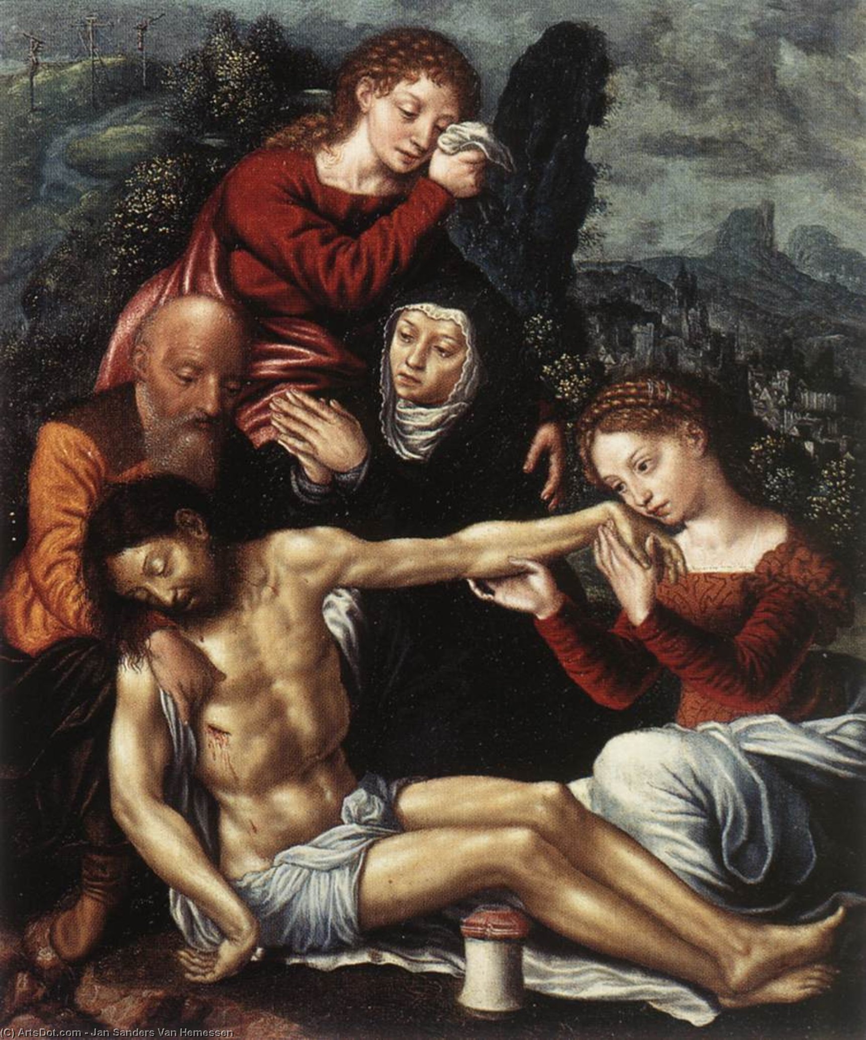 Wikioo.org - The Encyclopedia of Fine Arts - Painting, Artwork by Jan Sanders Van Hemessen - The Lamentation of Christ