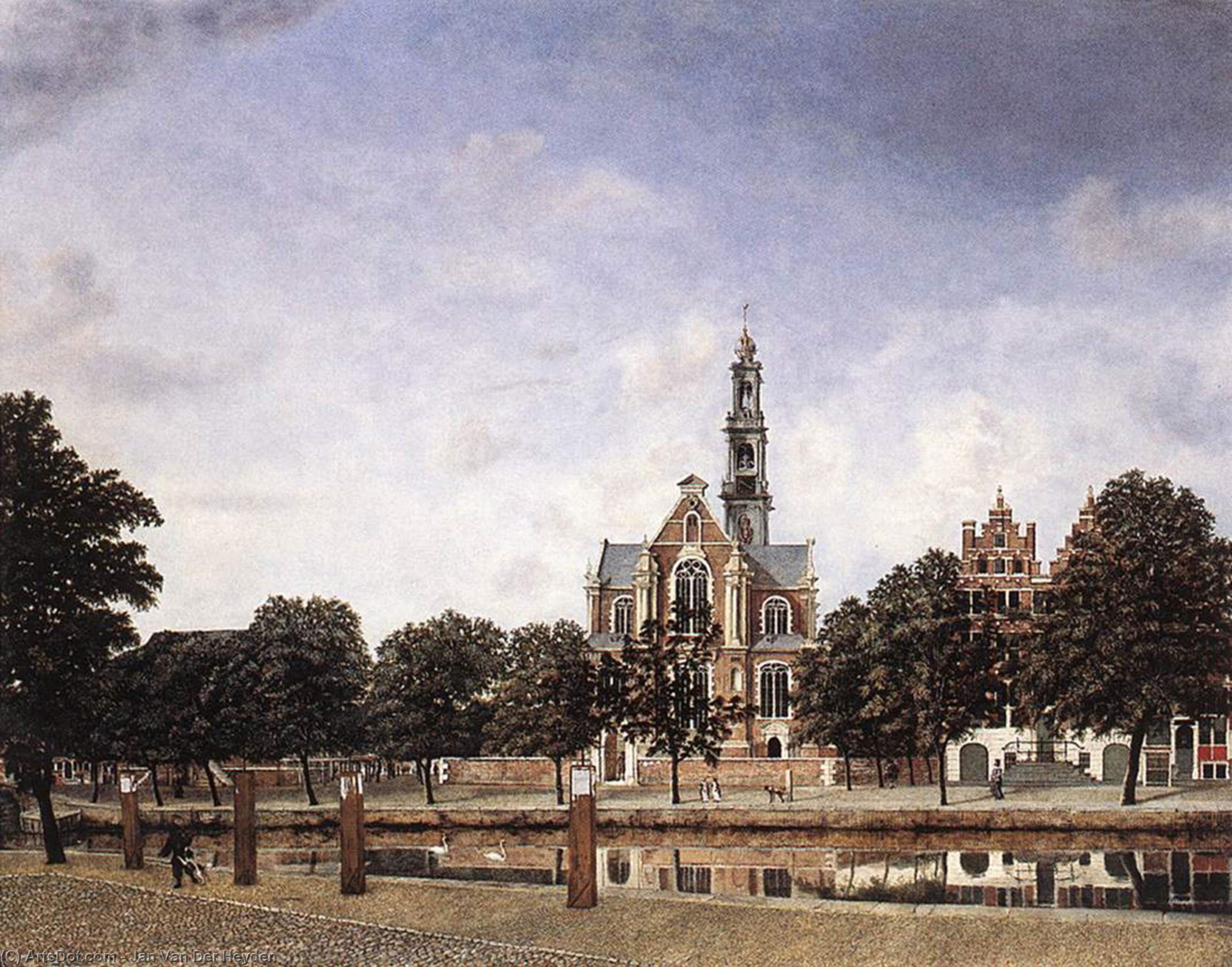 WikiOO.org - Εγκυκλοπαίδεια Καλών Τεχνών - Ζωγραφική, έργα τέχνης Jan Van Der Heyden - View of the Westerkerk, Amsterdam