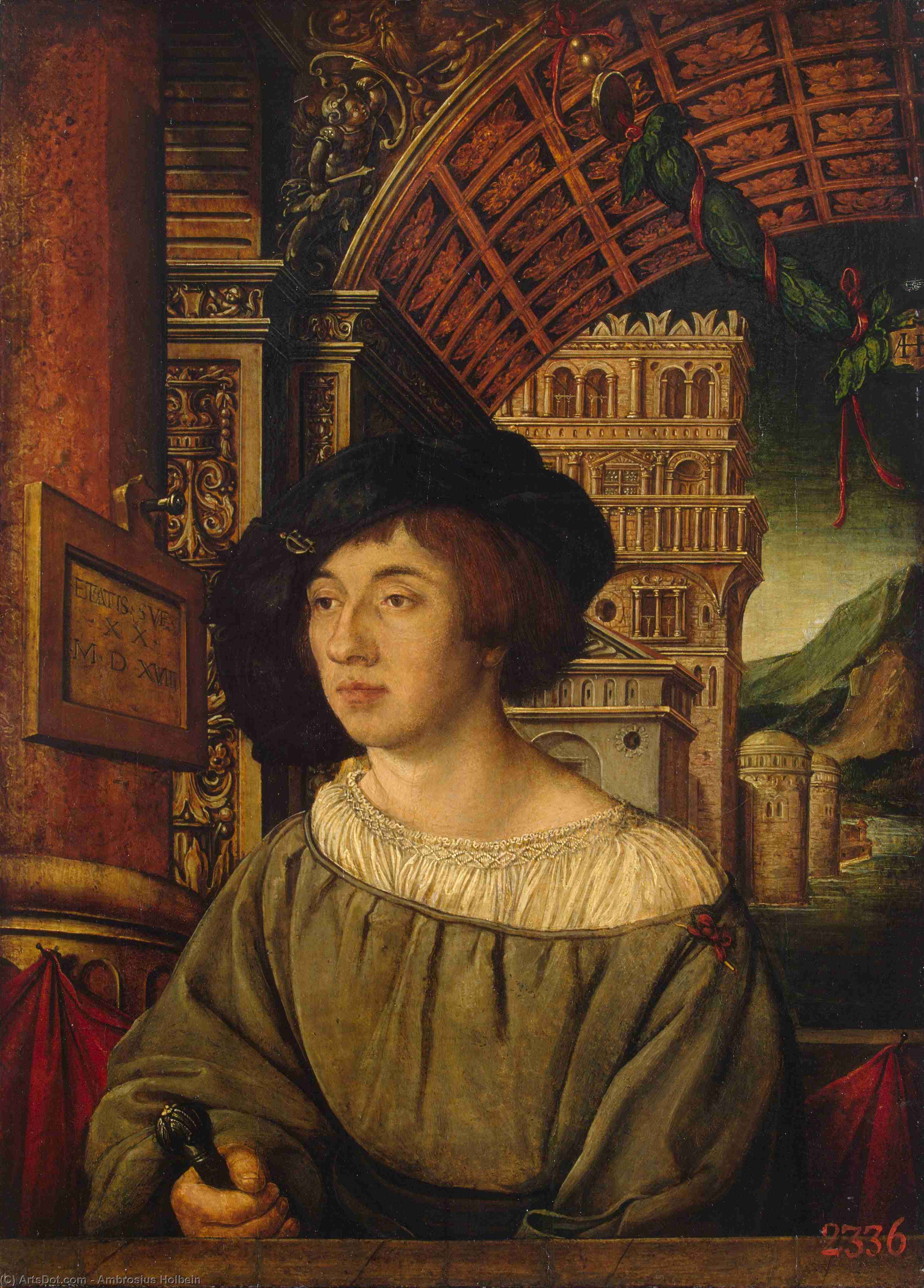 Wikioo.org - The Encyclopedia of Fine Arts - Painting, Artwork by Ambrosius Holbein - Portrait of a Young Man