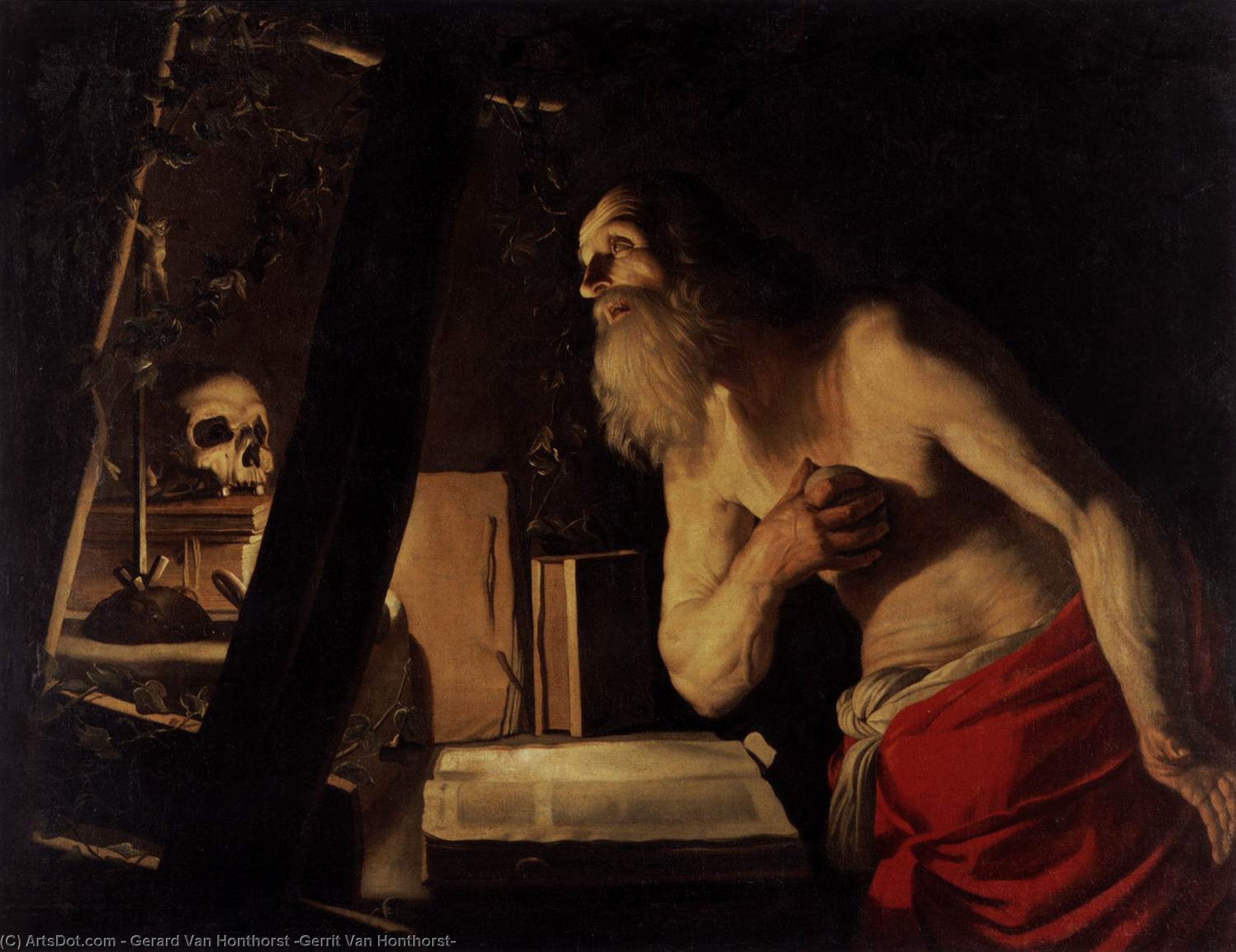 Wikioo.org - The Encyclopedia of Fine Arts - Painting, Artwork by Gerard Van Honthorst (Gerrit Van Honthorst) - St Jerome